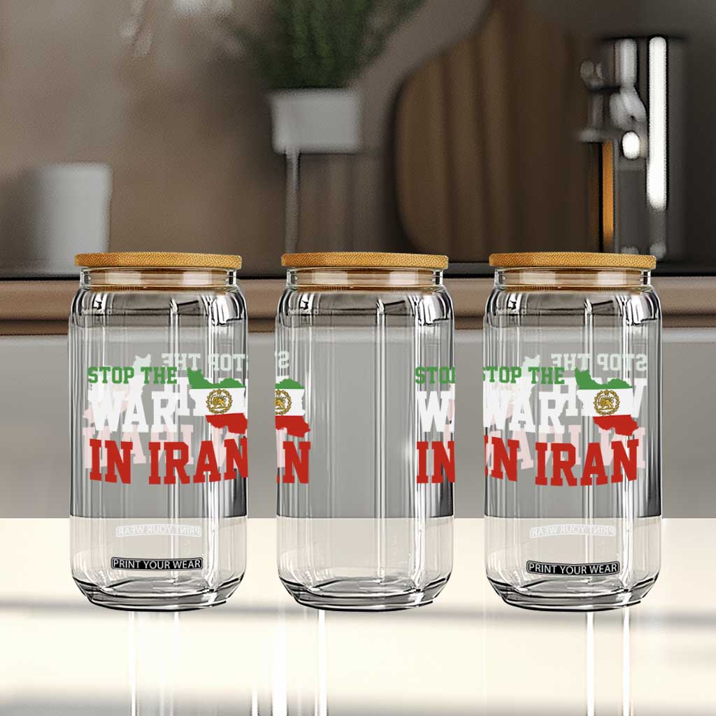 Stop The War In Iran Glass Can Iran Freedom Protest TS12 Print Your Wear