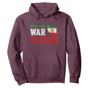 Stop The War In Iran Hoodie Iran Freedom Protest TS12 Maroon Print Your Wear