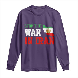 Stop The War In Iran Long Sleeve Shirt Iran Freedom Protest TS12 Purple Print Your Wear