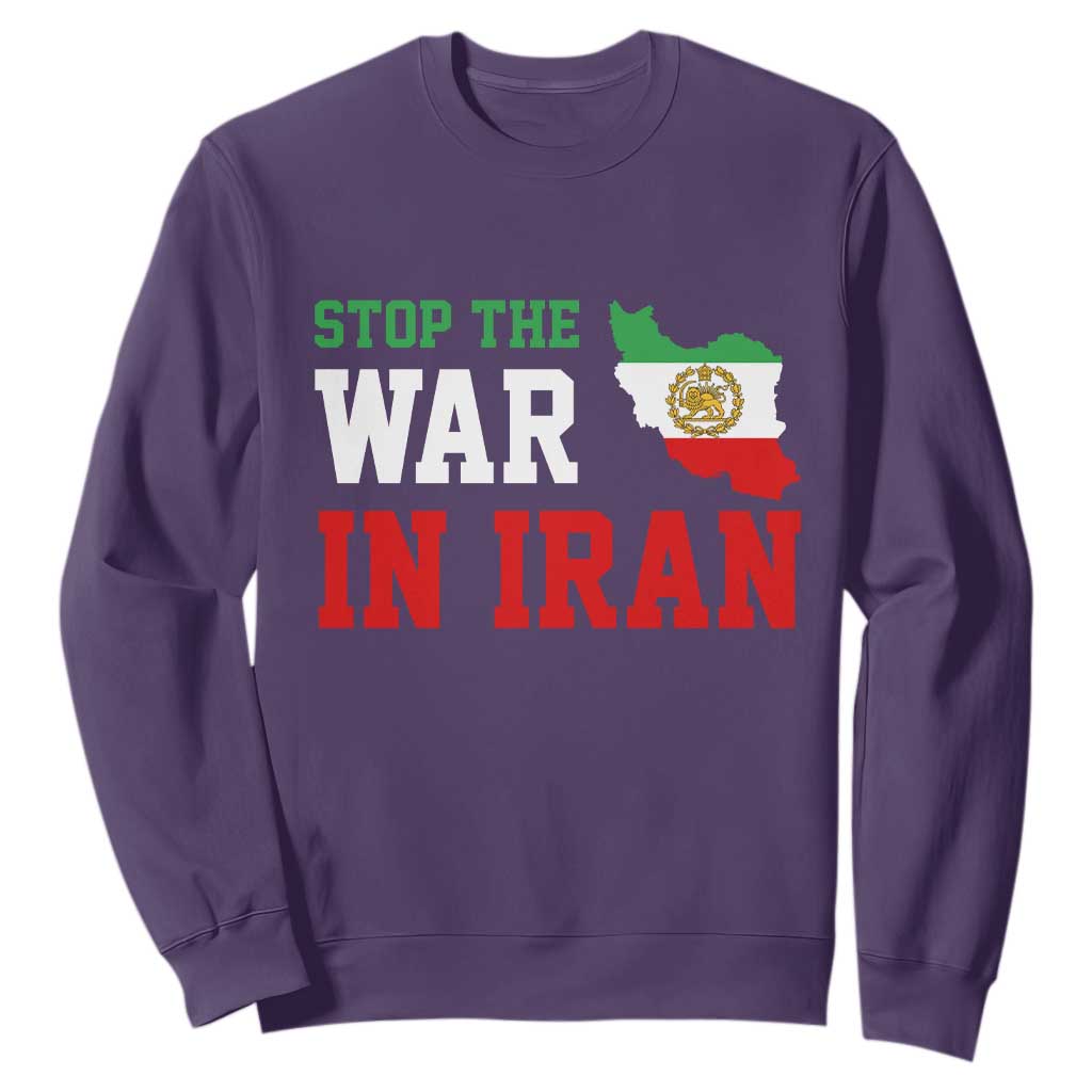 Stop The War In Iran Sweatshirt Iran Freedom Protest TS12 Purple Print Your Wear
