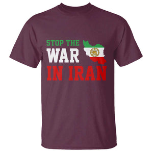 Stop The War In Iran T Shirt Iran Freedom Protest TS12 Maroon Print Your Wear