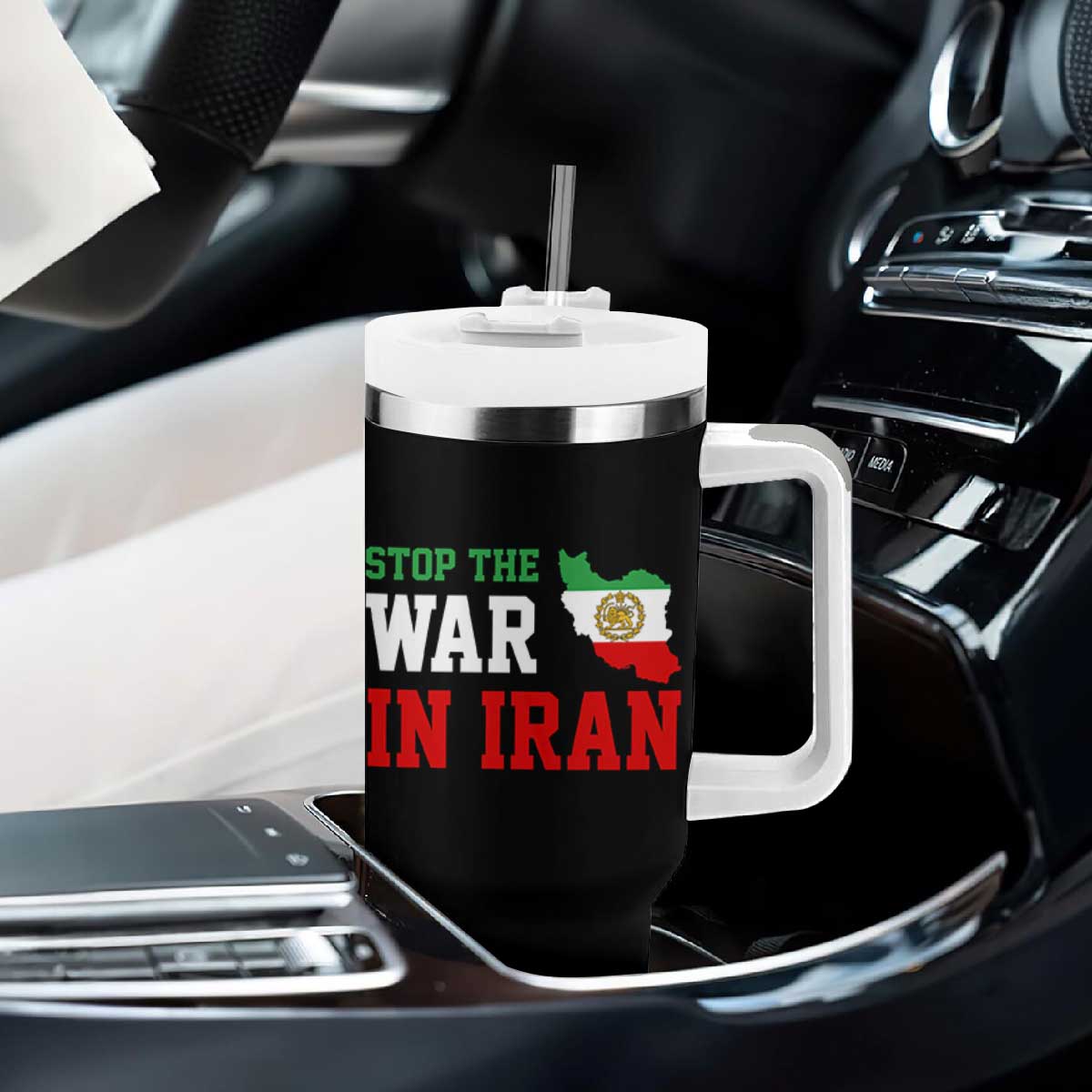 Stop The War In Iran Tumbler With Handle Iran Freedom Protest TS12 Print Your Wear