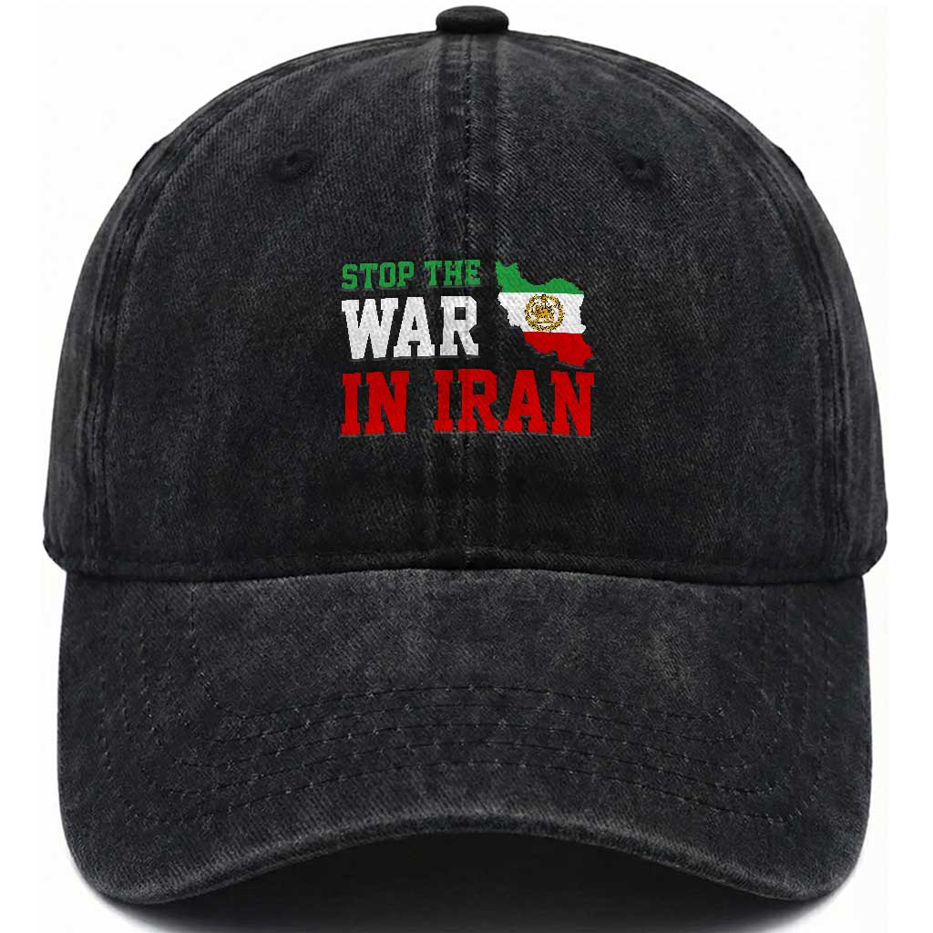 Stop The War In Iran Washed Cotton Baseball Cap Iran Freedom Protest TS12 Print Your Wear