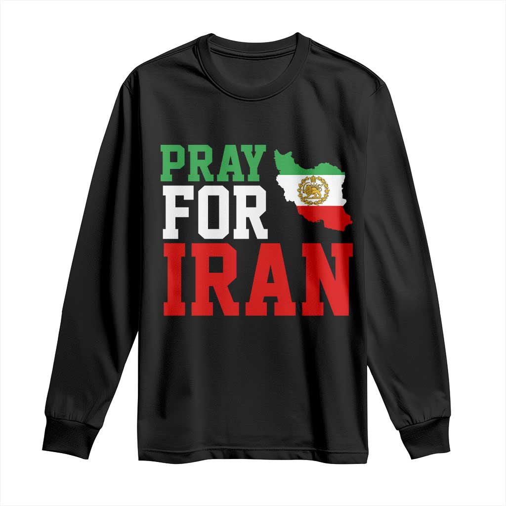 Pray For Iran Long Sleeve Shirt Anti War Protest Apparel Gift TS12 Black Print Your Wear