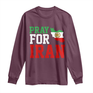 Pray For Iran Long Sleeve Shirt Anti War Protest Apparel Gift TS12 Maroon Print Your Wear