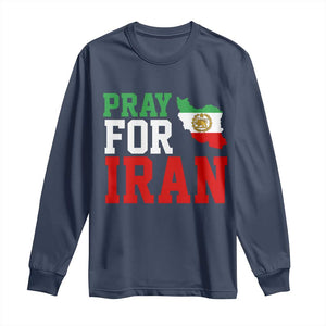 Pray For Iran Long Sleeve Shirt Anti War Protest Apparel Gift TS12 Navy Print Your Wear