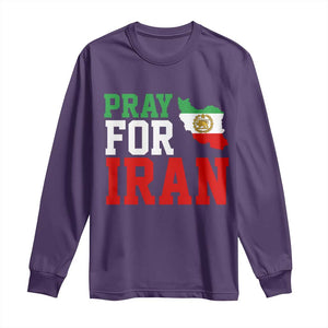 Pray For Iran Long Sleeve Shirt Anti War Protest Apparel Gift TS12 Purple Print Your Wear
