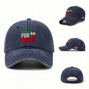 Pray For Iran Washed Cotton Baseball Cap Anti War Protest Apparel Gift TS12 Washed Cap Universal Fit Navy Print Your Wear