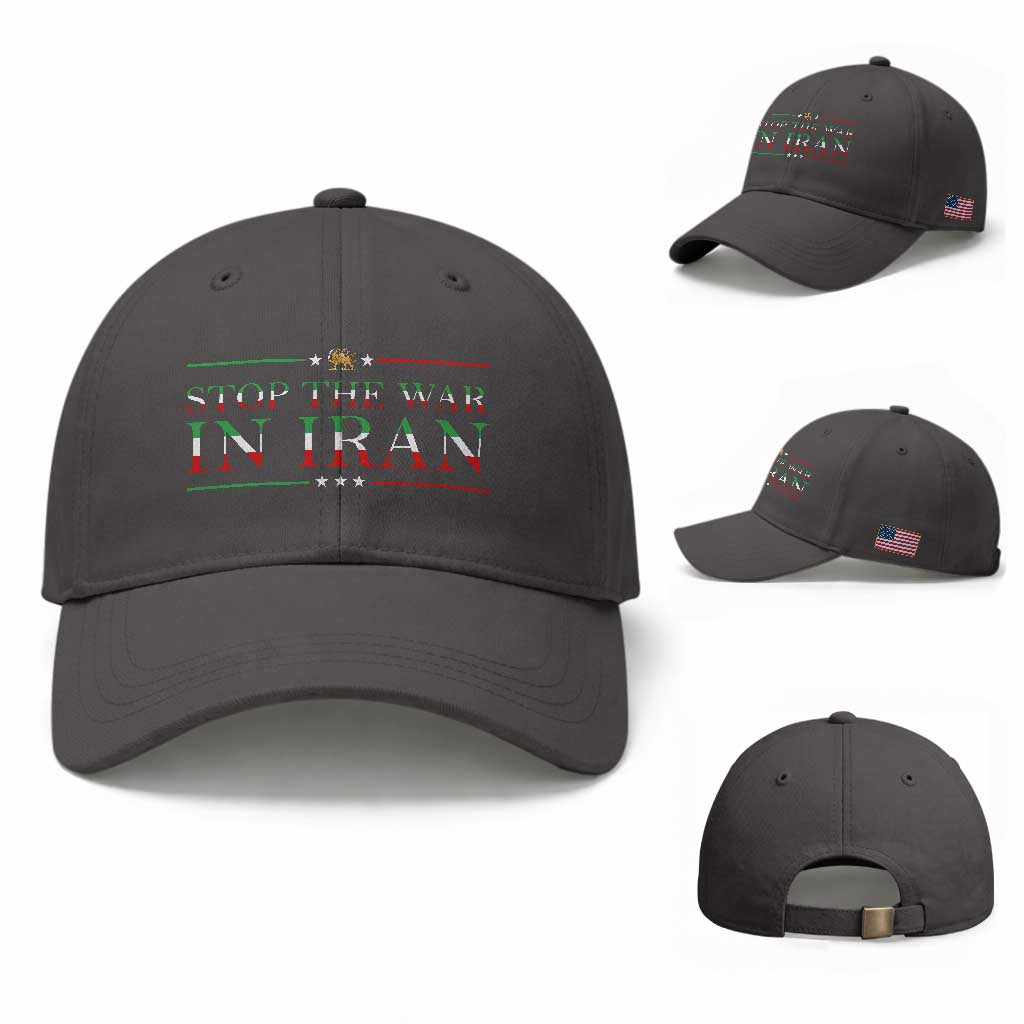Stop The War In Iran Baseball Cap Anti War Protest TS12 Baseball Cap Universal Fit Dark Gray Print Your Wear