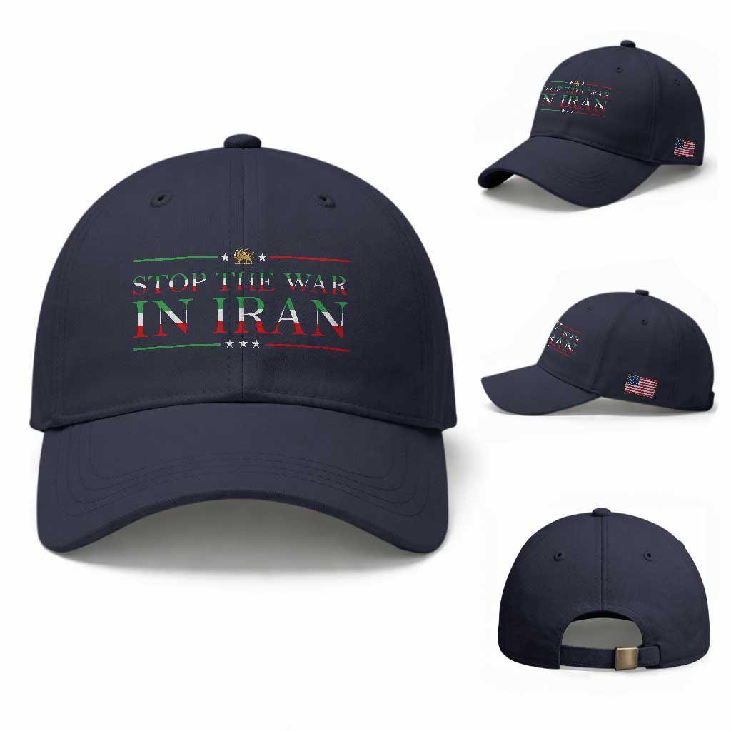 Stop The War In Iran Baseball Cap Anti War Protest TS12 Baseball Cap Universal Fit Navy Print Your Wear