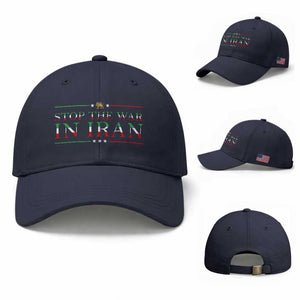 Stop The War In Iran Baseball Cap Anti War Protest TS12 Baseball Cap Universal Fit Navy Print Your Wear