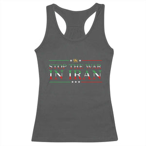 Stop The War In Iran Racerback Tank Top Anti War Protest TS12 Dark Heather Print Your Wear