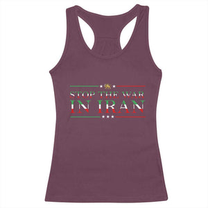 Stop The War In Iran Racerback Tank Top Anti War Protest TS12 Maroon Print Your Wear