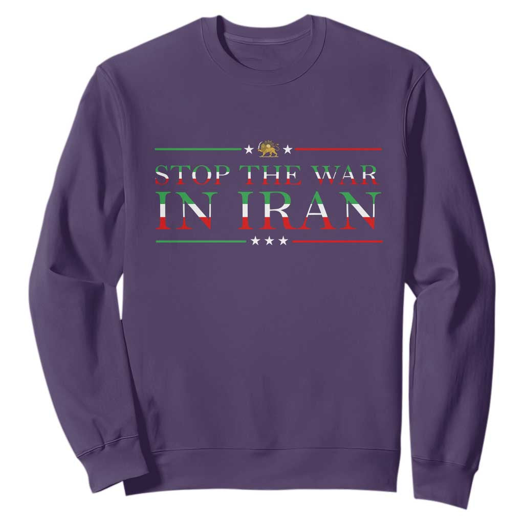Stop The War In Iran Sweatshirt Anti War Protest TS12 Purple Print Your Wear