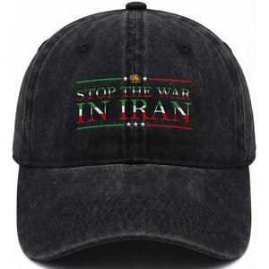 Stop The War In Iran Washed Cotton Baseball Cap Anti War Protest TS12 Print Your Wear