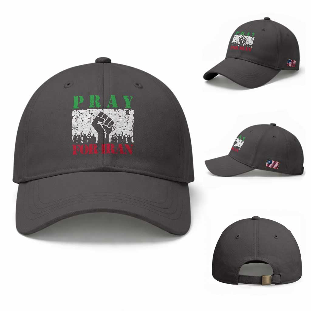 Pray For Iran Baseball Cap Support Iranian People Peace TS12 Baseball Cap Universal Fit Dark Gray Print Your Wear