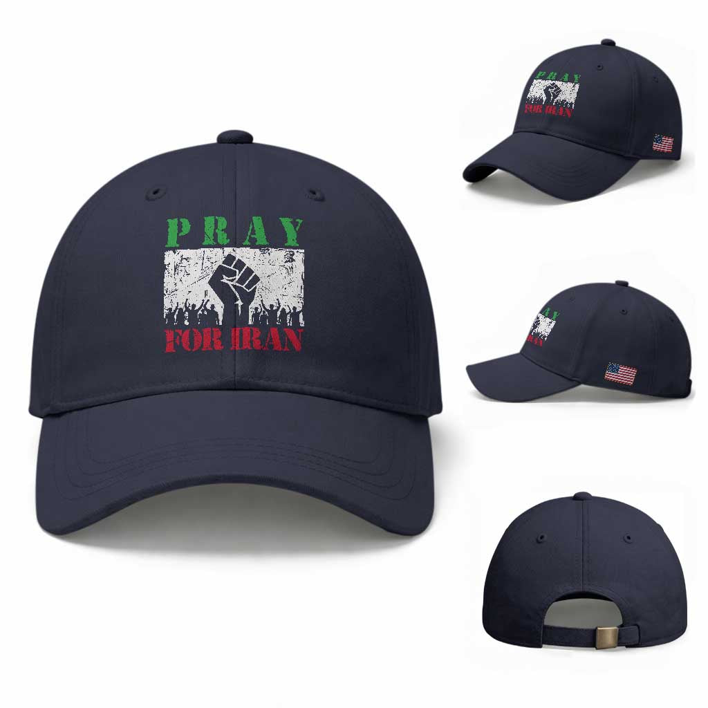 Pray For Iran Baseball Cap Support Iranian People Peace TS12 Baseball Cap Universal Fit Navy Print Your Wear