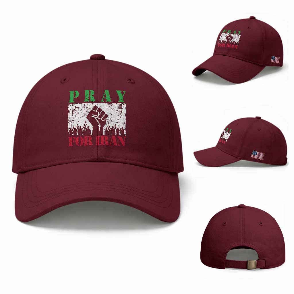 Pray For Iran Baseball Cap Support Iranian People Peace TS12 Baseball Cap Universal Fit Maroon Print Your Wear