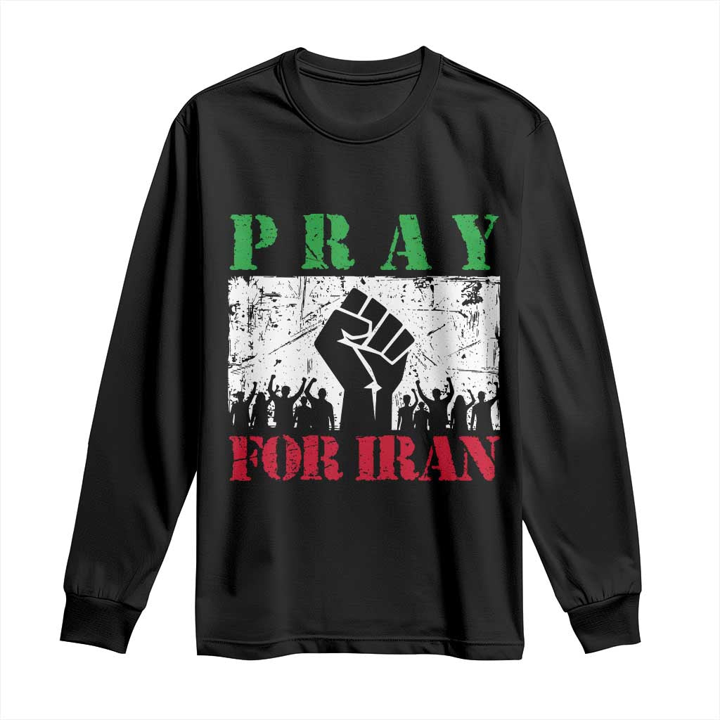 Pray For Iran Long Sleeve Shirt Support Iranian People Peace TS12 Black Print Your Wear