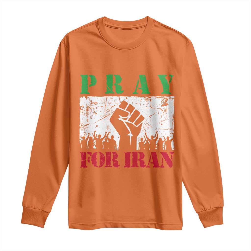 Pray For Iran Long Sleeve Shirt Support Iranian People Peace TS12 Orange Print Your Wear