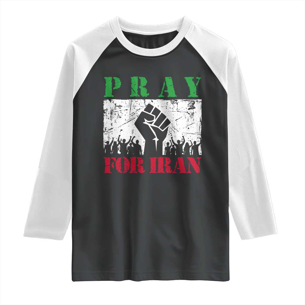 Pray For Iran Raglan Shirt Support Iranian People Peace TS12 Black White Print Your Wear
