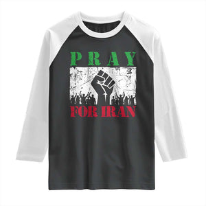 Pray For Iran Raglan Shirt Support Iranian People Peace TS12 Black White Print Your Wear