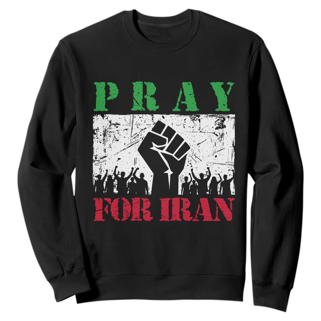 Pray For Iran Sweatshirt Support Iranian People Peace TS12 Black Print Your Wear