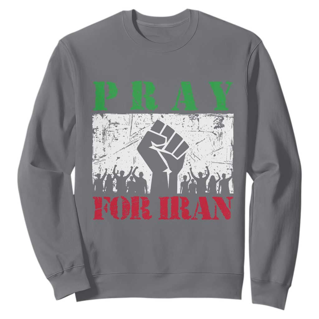 Pray For Iran Sweatshirt Support Iranian People Peace TS12 Charcoal Print Your Wear