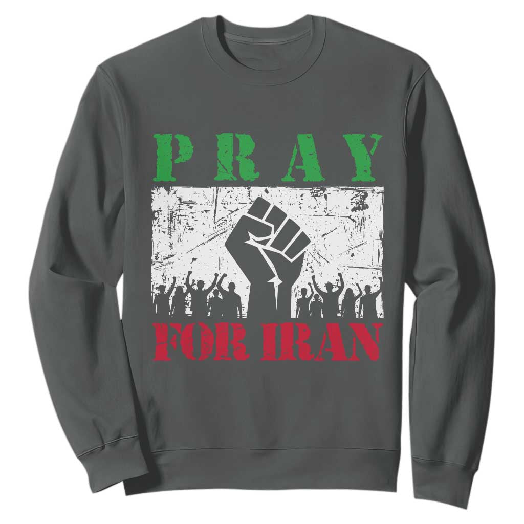 Pray For Iran Sweatshirt Support Iranian People Peace TS12 Dark Heather Print Your Wear