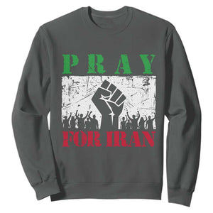 Pray For Iran Sweatshirt Support Iranian People Peace TS12 Dark Heather Print Your Wear