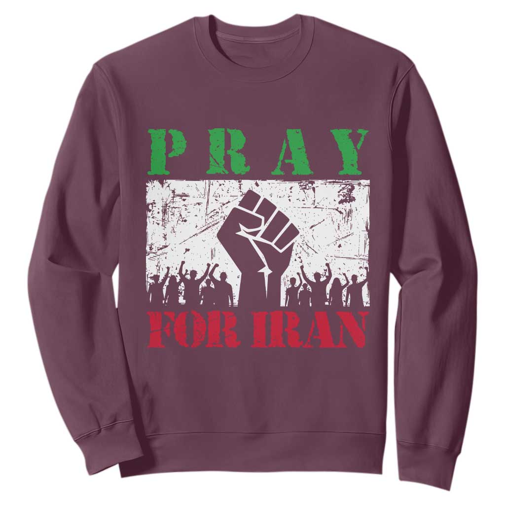 Pray For Iran Sweatshirt Support Iranian People Peace TS12 Maroon Print Your Wear