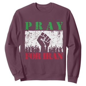 Pray For Iran Sweatshirt Support Iranian People Peace TS12 Maroon Print Your Wear