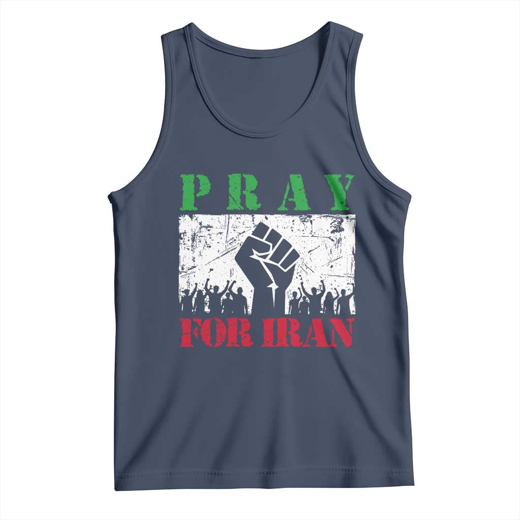 Pray For Iran Tank Top Support Iranian People Peace TS12 Navy Print Your Wear