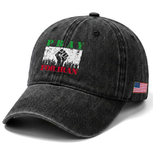 Pray For Iran Washed Cotton Baseball Cap Support Iranian People Peace TS12 Print Your Wear