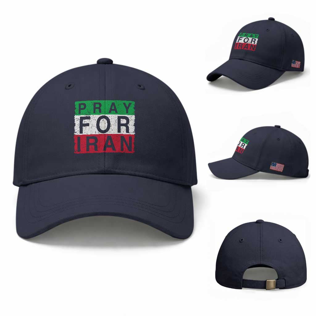 Pray For Iran Baseball Cap Support Peace For Iran TS12 Baseball Cap Universal Fit Navy Print Your Wear