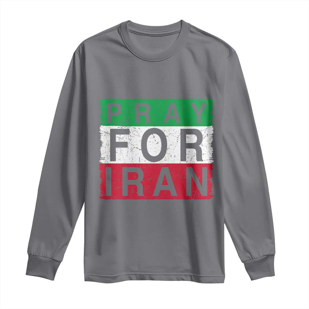 Pray For Iran Long Sleeve Shirt Support Peace For Iran TS12 Charcoal Print Your Wear