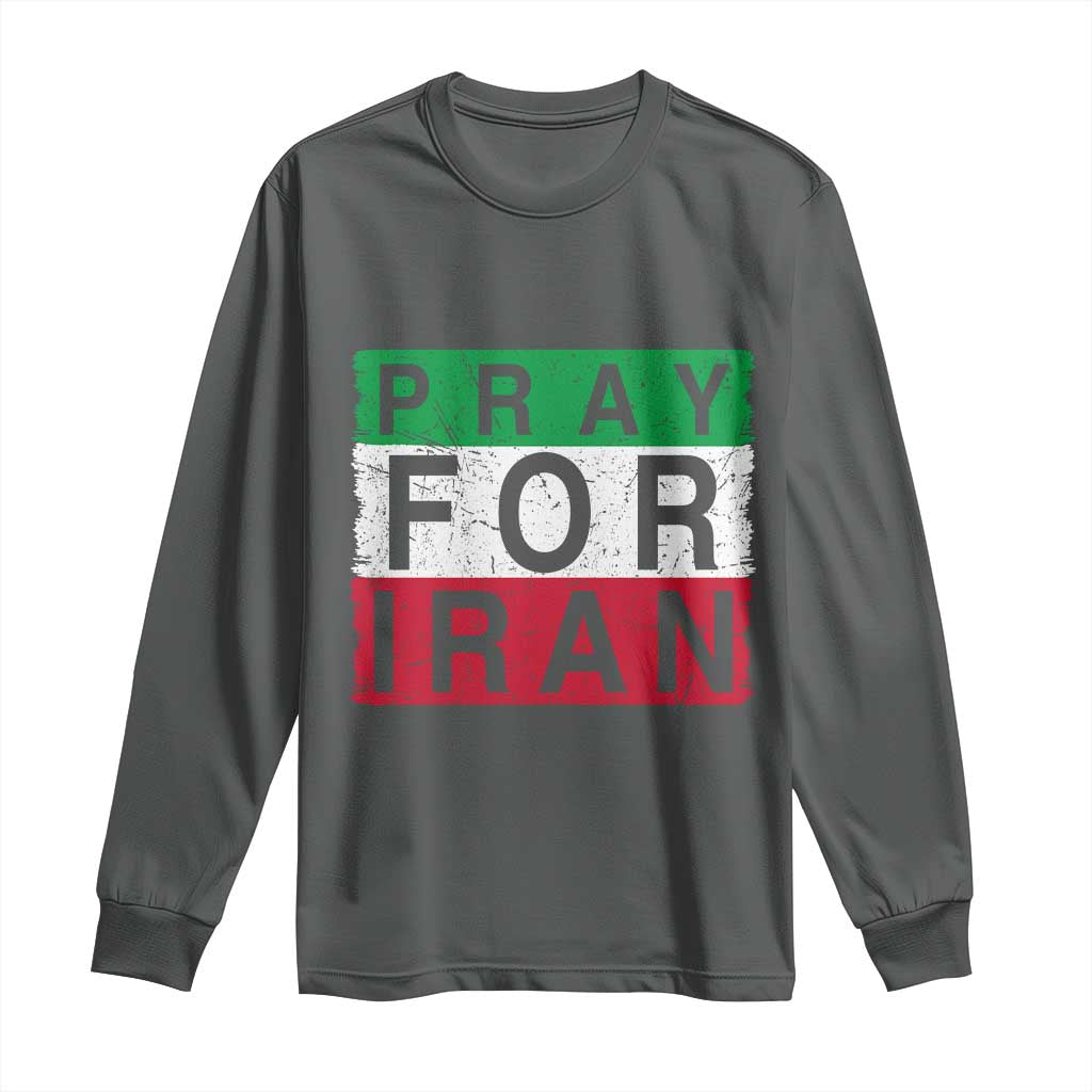 Pray For Iran Long Sleeve Shirt Support Peace For Iran TS12 Dark Heather Print Your Wear