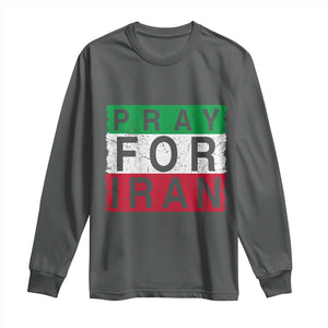 Pray For Iran Long Sleeve Shirt Support Peace For Iran TS12 Dark Heather Print Your Wear