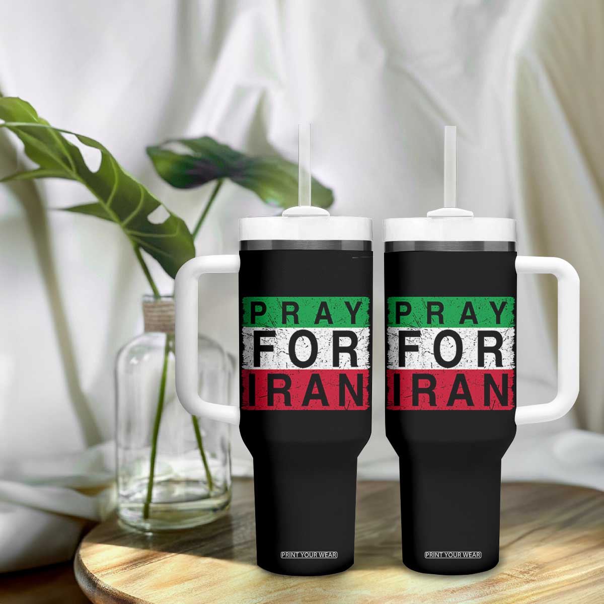 Pray For Iran Tumbler With Handle Support Peace For Iran TS12 Print Your Wear
