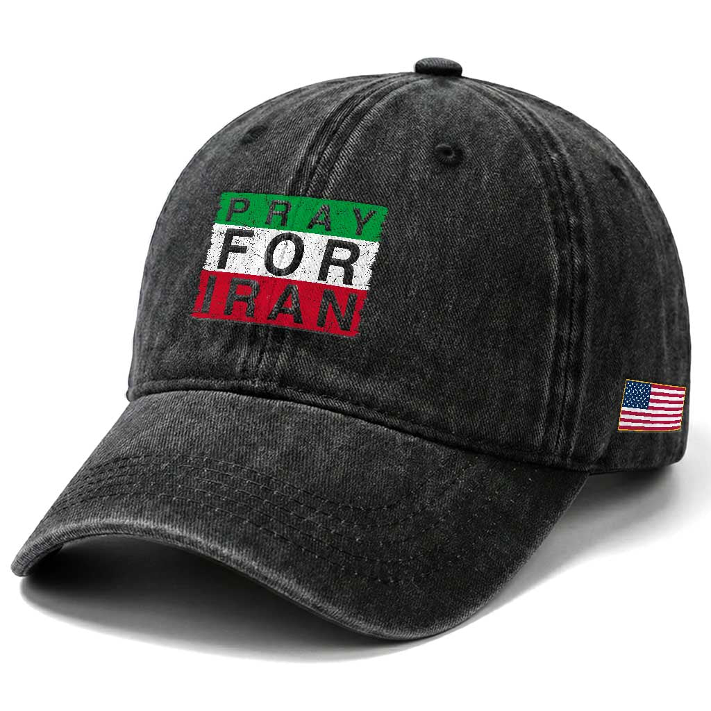 Pray For Iran Washed Cotton Baseball Cap Support Peace For Iran TS12 Print Your Wear