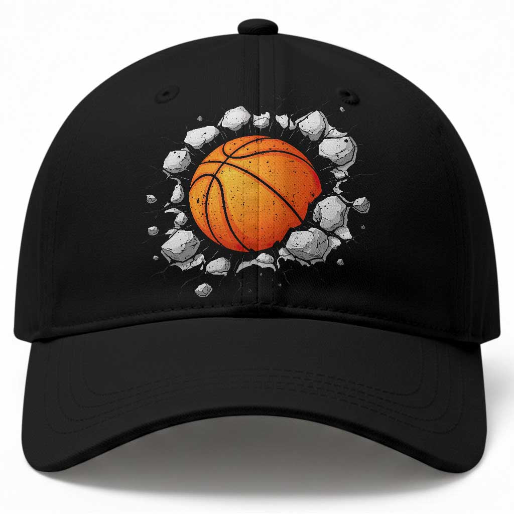 Funny Basketball Bursting Through Wall Baseball Cap Sports Fan Gift TS12 Print Your Wear