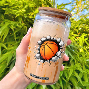 Funny Basketball Bursting Through Wall Glass Can Sports Fan Gift TS12 White Print Your Wear