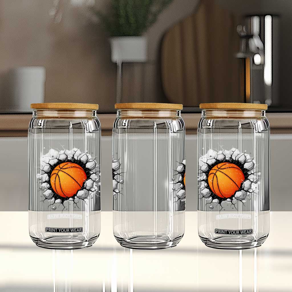 Funny Basketball Bursting Through Wall Glass Can Sports Fan Gift TS12 Print Your Wear