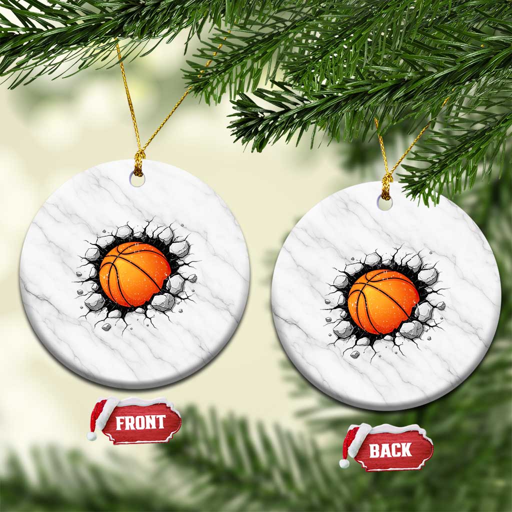 Funny Basketball Bursting Through Wall Ceramic Ornament Sports Fan Gift TS12 1pc White Marble Print Your Wear