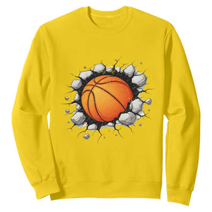 Funny Basketball Bursting Through Wall Sweatshirt Sports Fan Gift TS12 Daisy Print Your Wear
