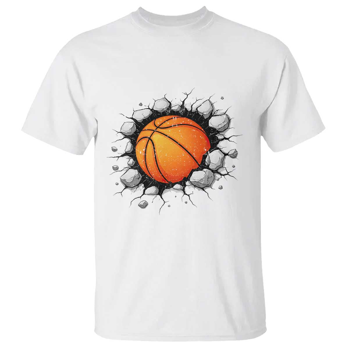 Funny Basketball Bursting Through Wall T Shirt Sports Fan Gift TS12 White Print Your Wear