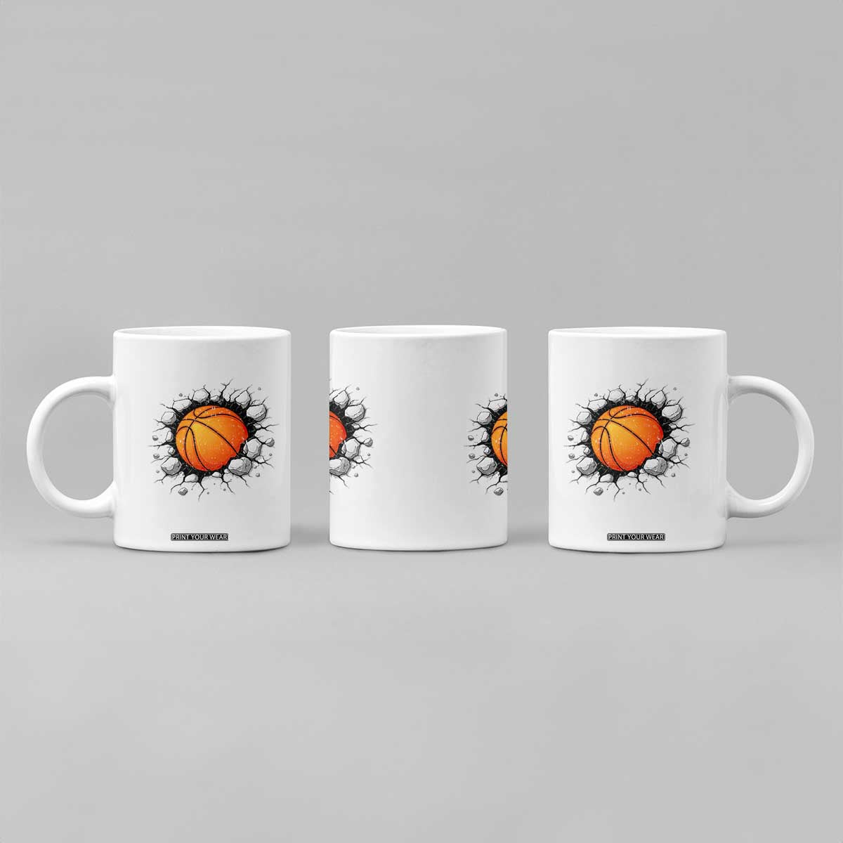 Funny Basketball Bursting Through Wall Coffee Mug Sports Fan Gift TS12 Print Your Wear