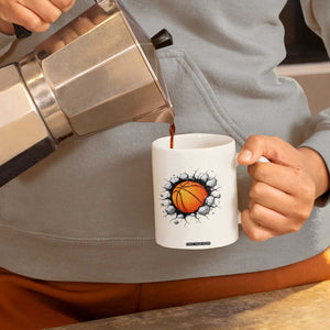 Funny Basketball Bursting Through Wall Coffee Mug Sports Fan Gift TS12 Print Your Wear