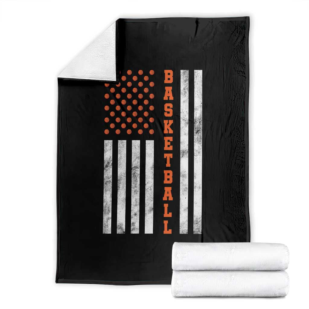 American Flag Basketball Throw Blanket USA Sports Fan TS12 Black Print Your Wear