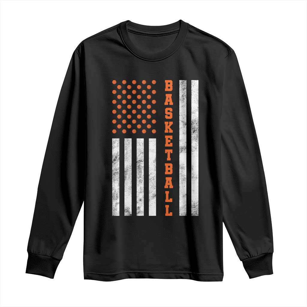 American Flag Basketball Long Sleeve Shirt USA Sports Fan TS12 Black Print Your Wear
